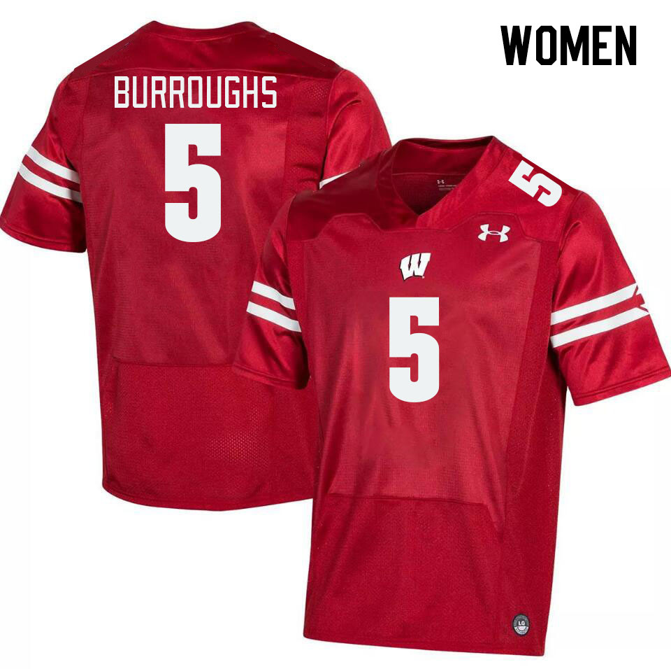 Women #5 Quincy Burroughs Winsconsin Badgers College Football Jerseys Stitched Sale-Red